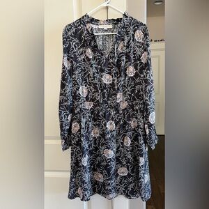 Like New Floral Print Long Sleeves Dress from Loft-Size Large